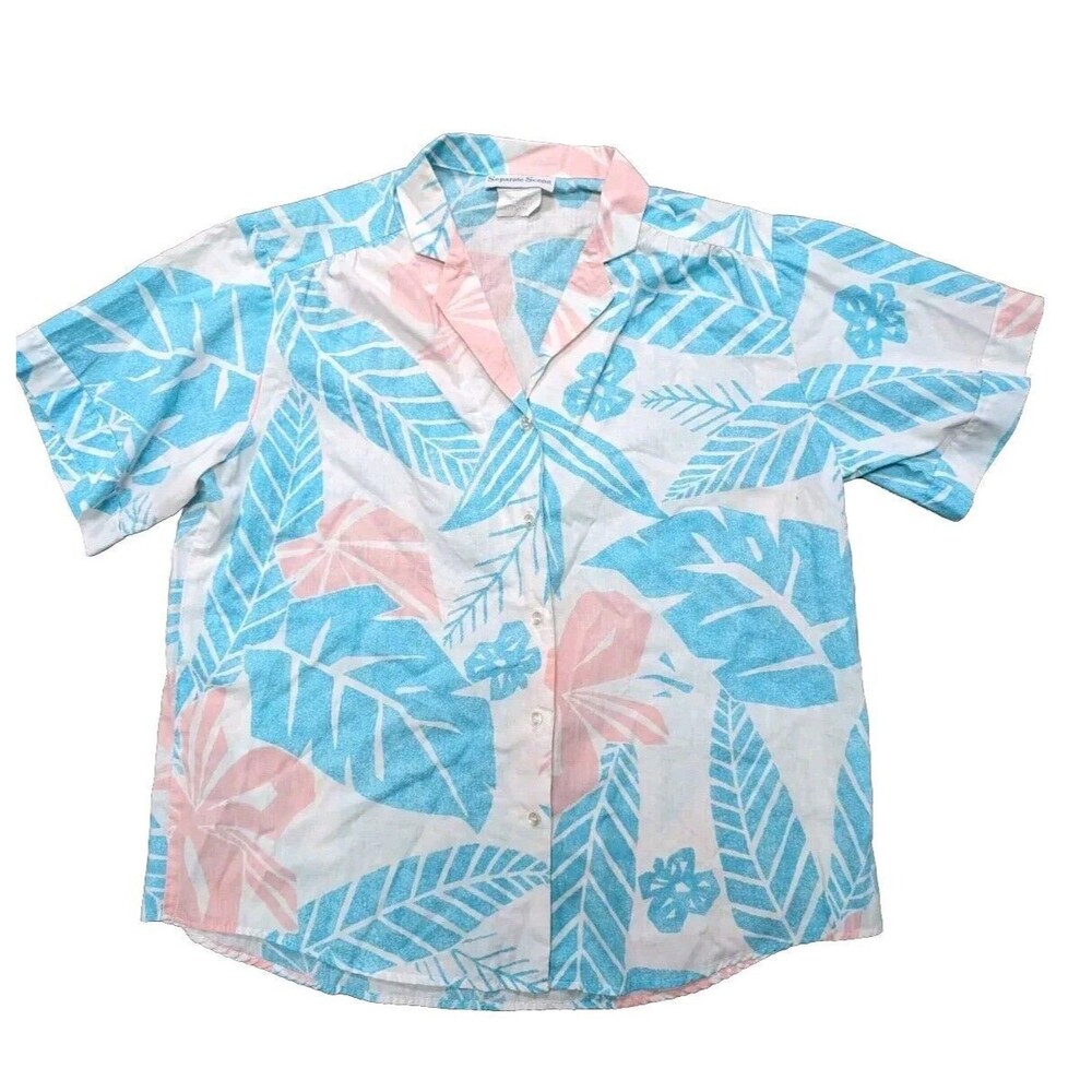 Vintage 90s Separate Scene Button Up Womens Blouse Sz 18 Floral Hawaiian